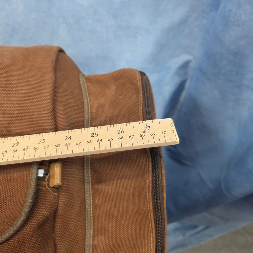 Vintage Black Sheep Brand Brown Heavy Canvas Duffle Leather Trim Travel Luggageu